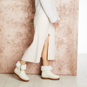 Boots Wonder: Cream Leather & Shearling Sole Bliss USA