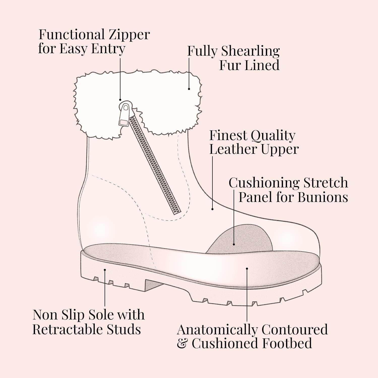 Boots Blizzard: Cream & Camel Leather & Shearling Sole Bliss USA