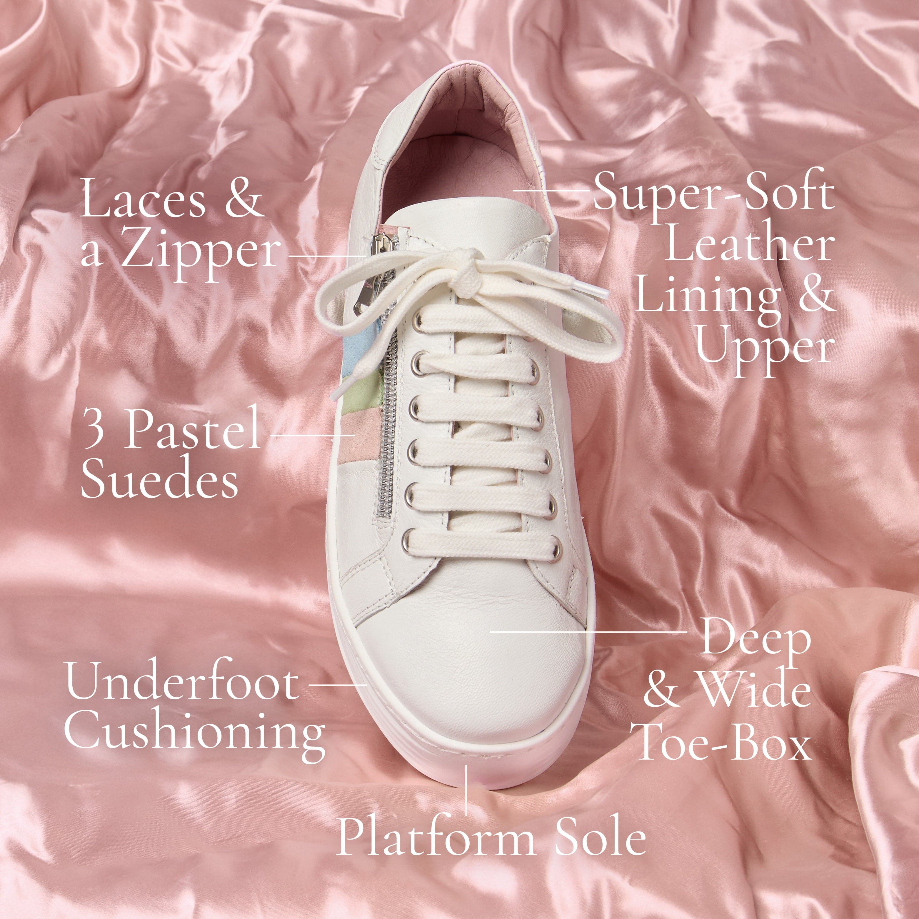 Shoes Hero-Stripe: White Leather & Multi Pastel Sole Bliss USA