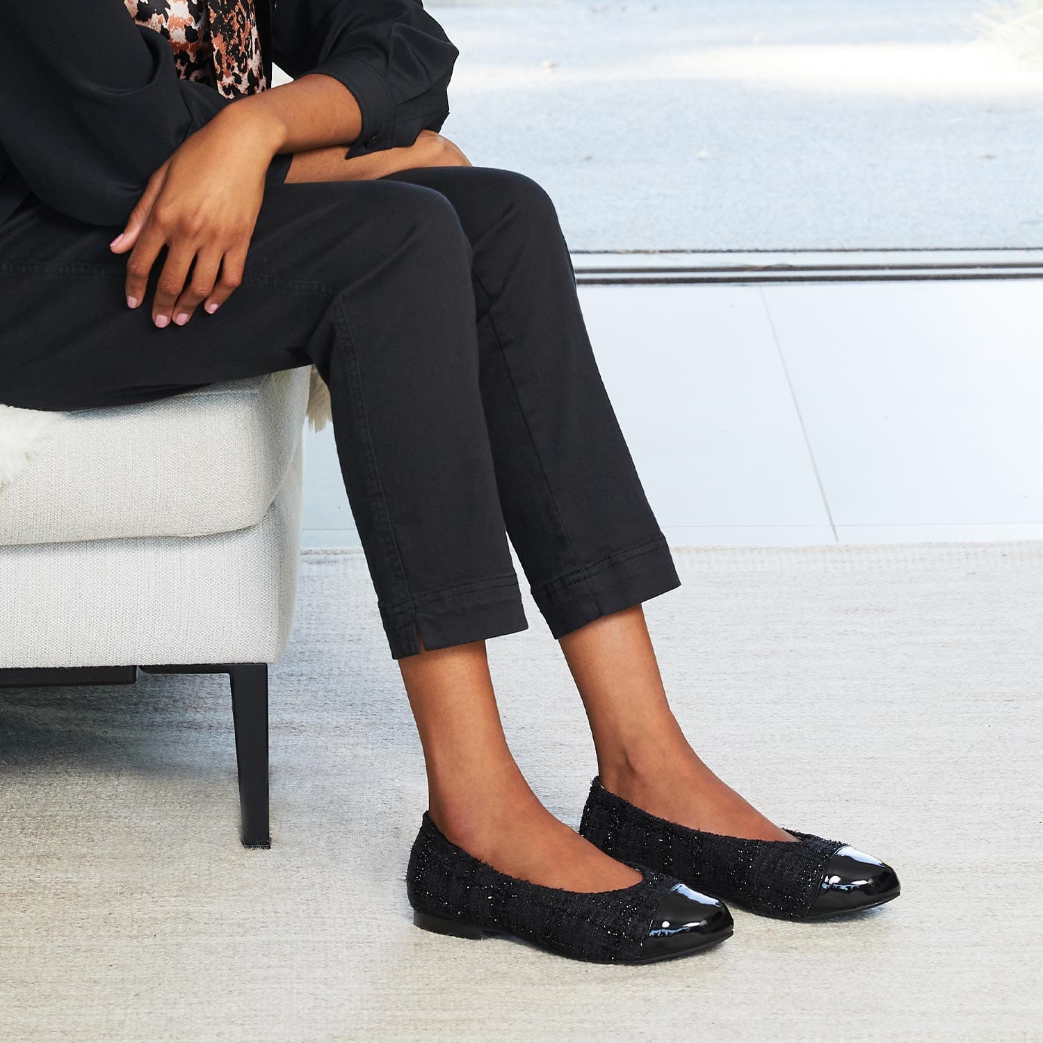 Shoes Luna: Black Tweed & Patent Sole Bliss USA