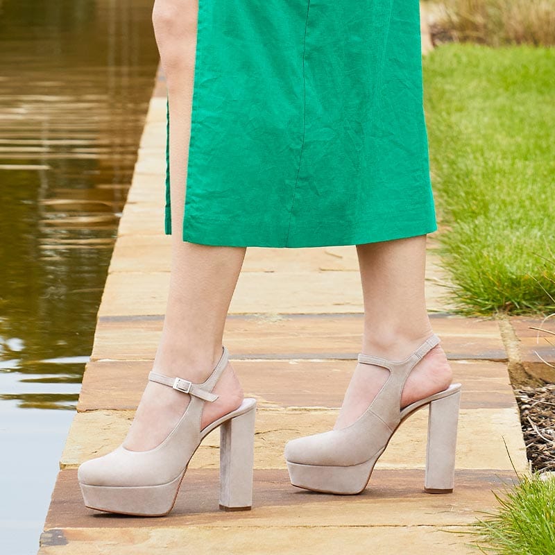 Shoes Rita: Pale Taupe Suede Sole Bliss USA