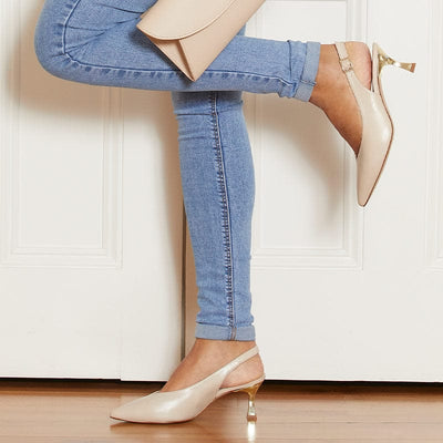 Shoes Audrey: Cream Leather Sole Bliss USA