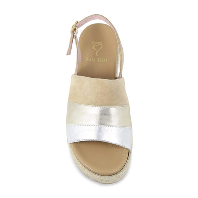Shoes Bertie: Camel Suede & Metallic Leather Sole Bliss USA