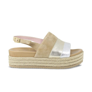 Shoes Bertie: Camel Suede & Metallic Leather Sole Bliss USA
