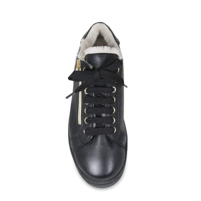 Shoes Halo: Black Leather & Shearling Sole Bliss USA
