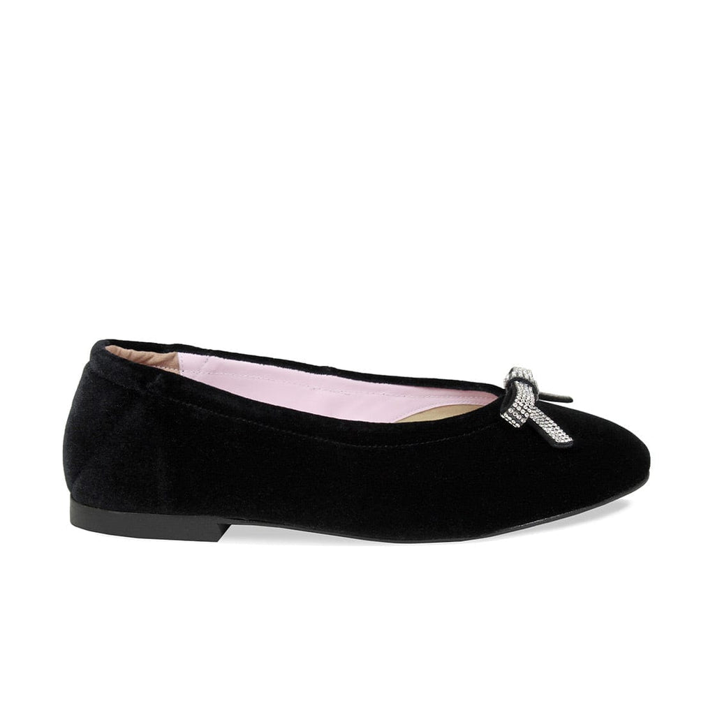 Layla: Black Velvet – Sparkly Ballet Flats for Wide Feet | Sole Bliss