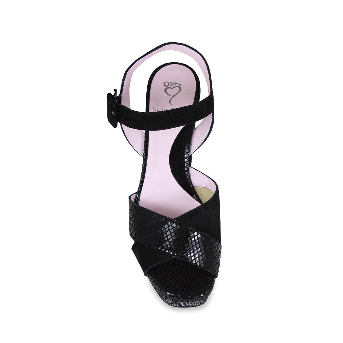 Shoes Remy: Black Suede & Snake Print Leather Sole Bliss USA