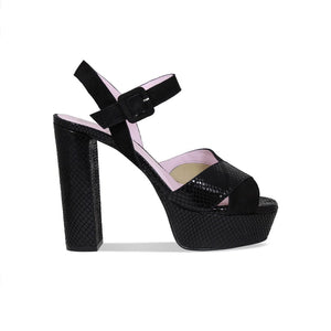 Shoes Remy: Black Suede & Snake Print Leather Sole Bliss USA