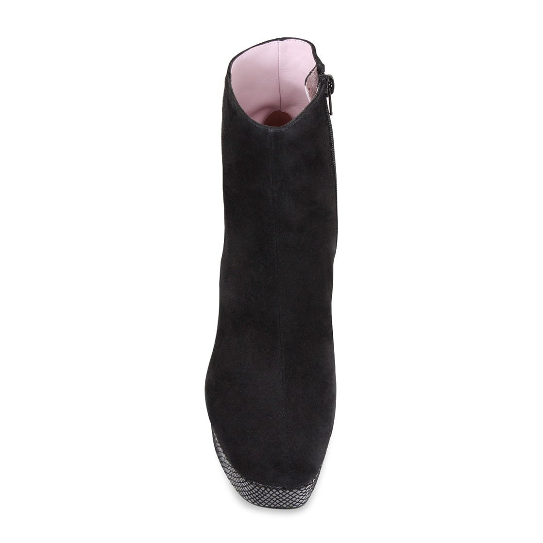 Boots Ronda: Black Suede & Snake Print Leather Sole Bliss USA