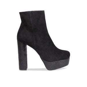 Boots Ronda: Black Suede & Snake Print Leather Sole Bliss USA