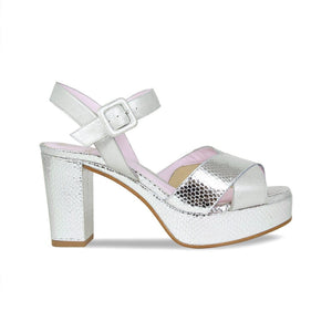 Shoes Ruby: Silver Suede & Snake Print Leather Sole Bliss USA