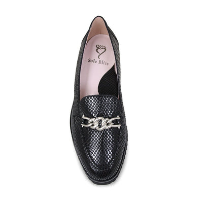 Shoes Tamara: Black Snake Print Leather Sole Bliss USA