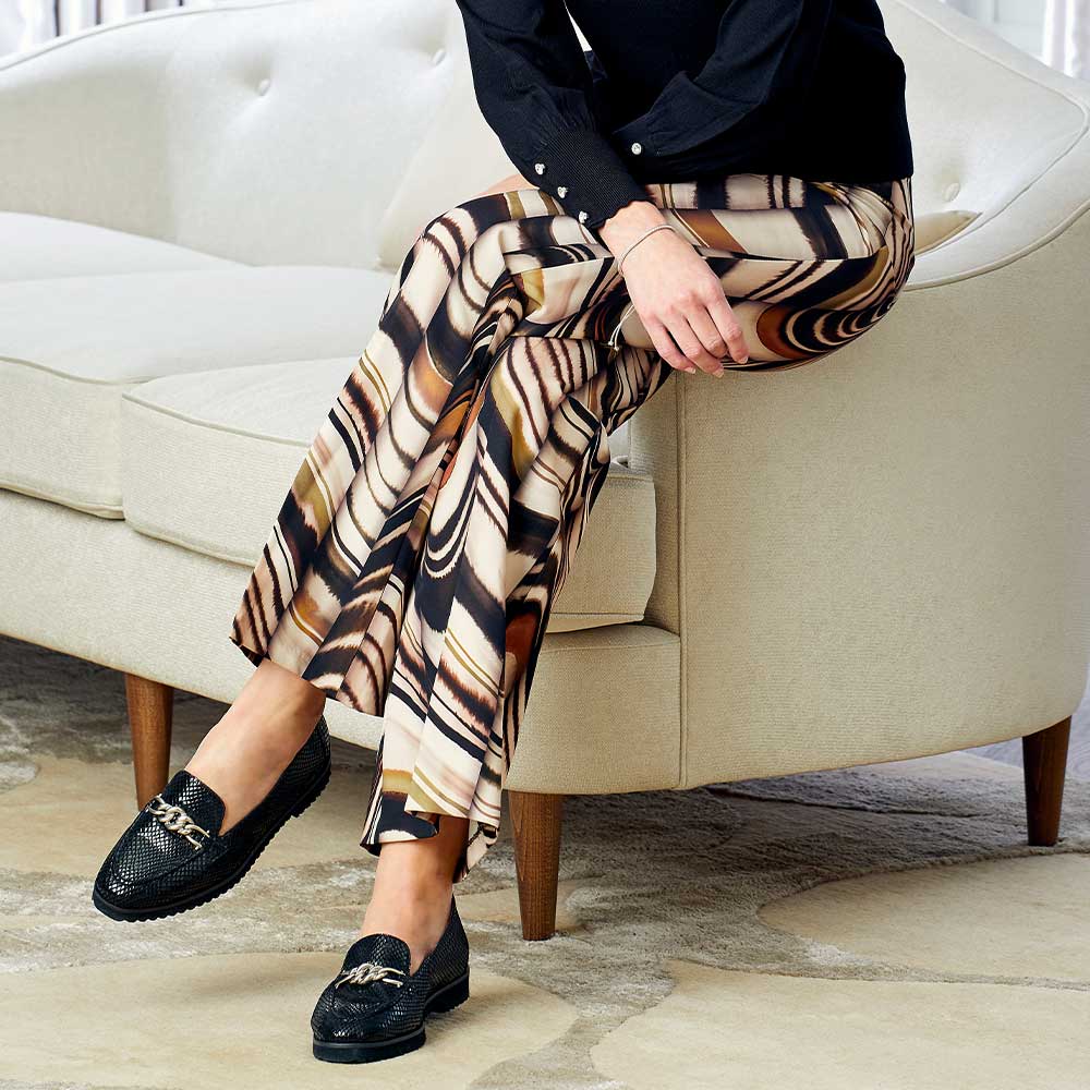 Shoes Tamara: Black Snake Print Leather Sole Bliss USA