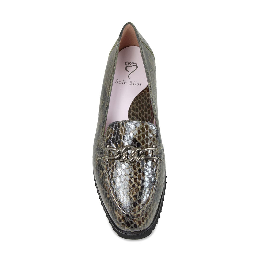Shoes Tamara: Olive Snake Print Leather Sole Bliss USA