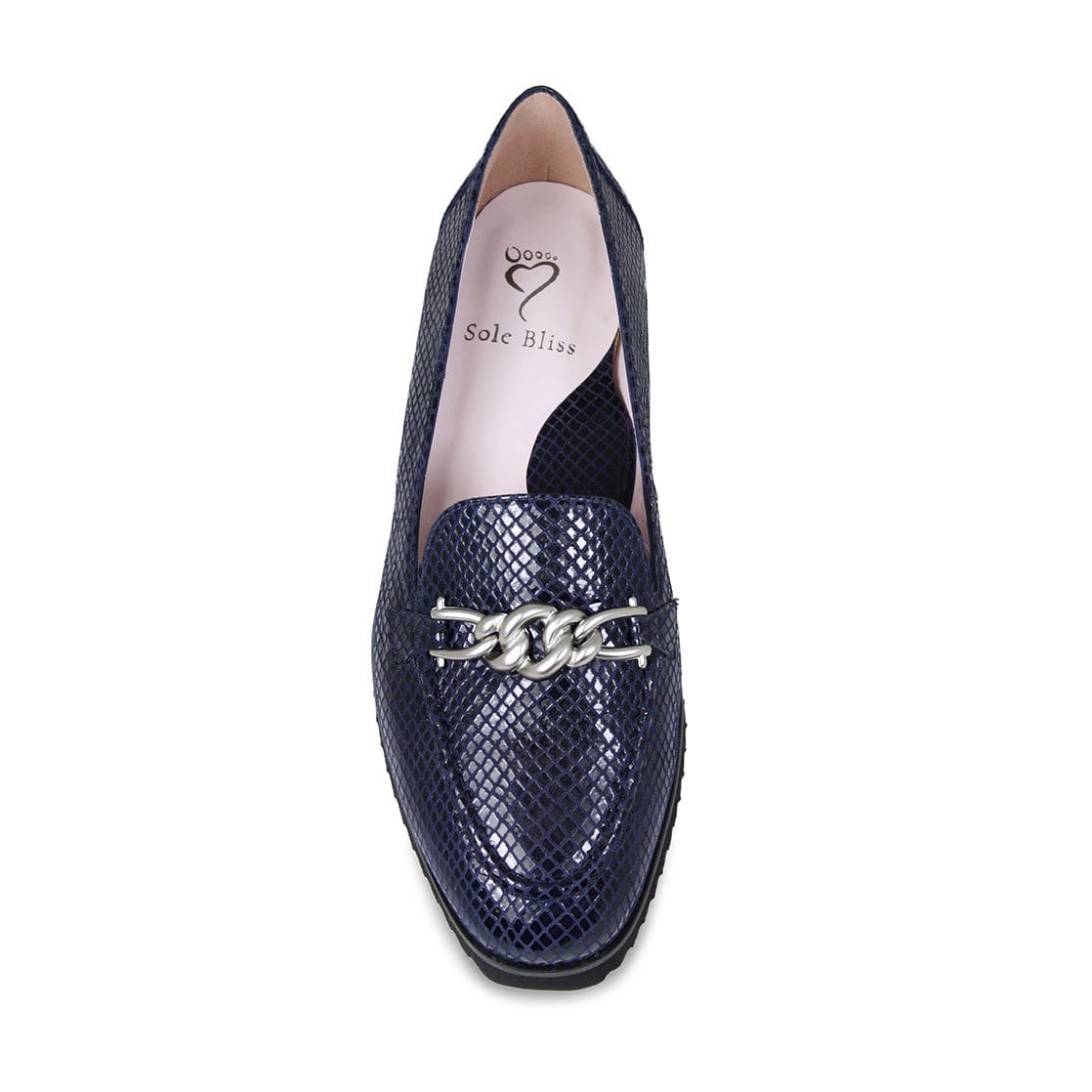 Shoes Tamara: Navy Snake Print Leather Sole Bliss USA