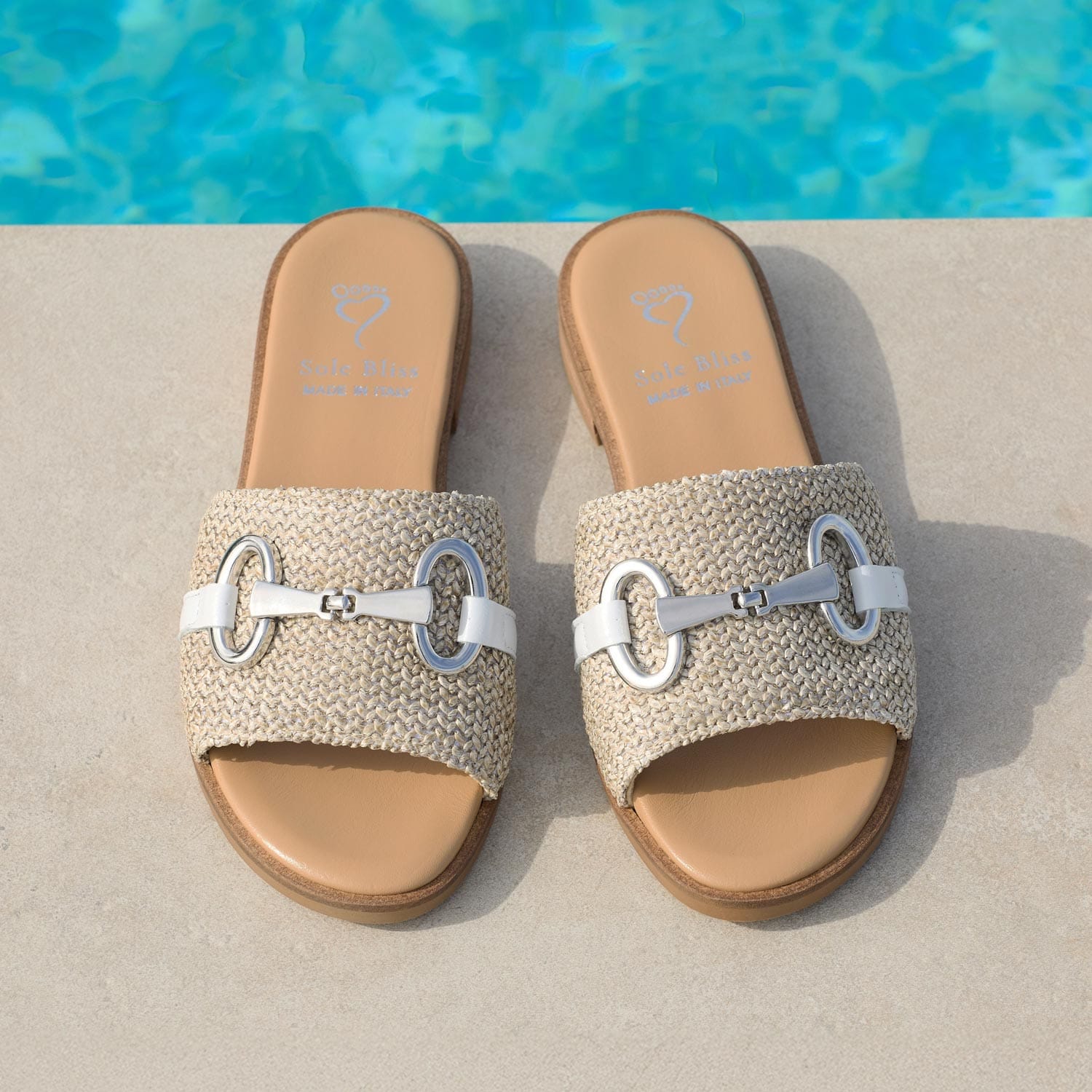 Bardot: Raffia & White Leather Shoes Sole Bliss