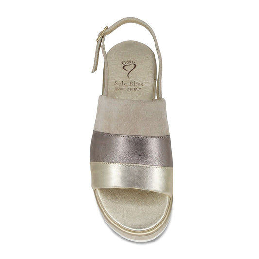 Bay: Taupe Suede & Metallic Leather Shoes Sole Bliss