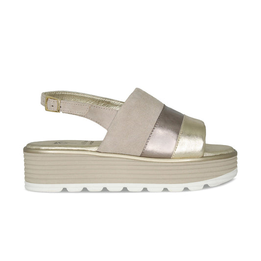 Bay: Taupe Suede & Metallic Leather Shoes Sole Bliss