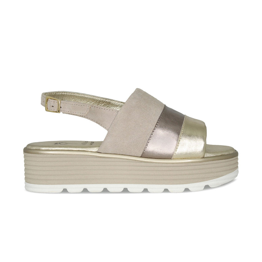 Bay: Taupe Suede & Metallic Leather Shoes Sole Bliss