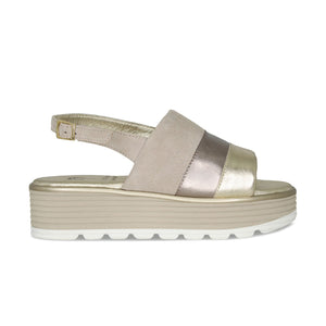 Shoes Bay: Taupe Suede & Metallic Leather Sole Bliss USA