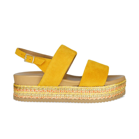 Bea: Sunflower Suede - Wide Fit Sandals With Straps | Sole Bliss
