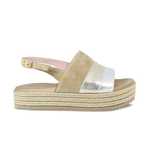 Shoes Bertie: Camel Suede & Metallic Leather Sole Bliss USA