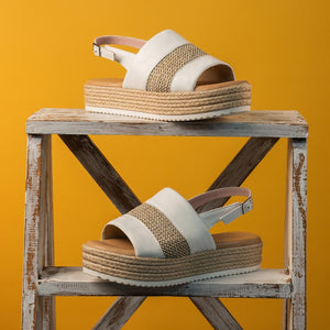 Shoes Bertie: White Leather & Raffia Sole Bliss USA