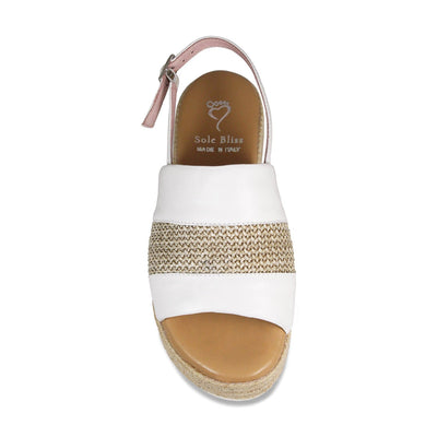Shoes Bertie: White Leather & Raffia Sole Bliss USA