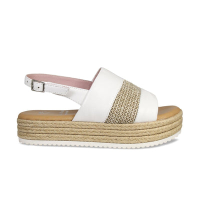 Shoes Bertie: White Leather & Raffia Sole Bliss USA