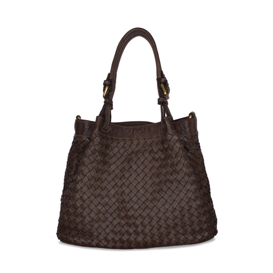 Blaire: Chocolate Brown Weave Leather Bags Sole Bliss Chocolate Weave Leather