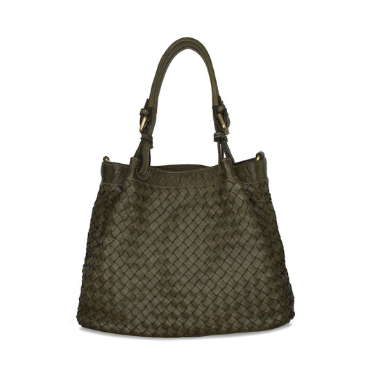 Blaire: Forest Green Weave Leather Bags Sole Bliss Forest Green Weave Leather