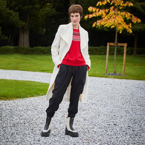 Boots Blizzard: Black & Cream Leather & Shearling Sole Bliss USA