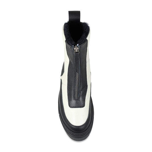 Blizzard: Black & Cream Leather & Shearling Boots Sole Bliss