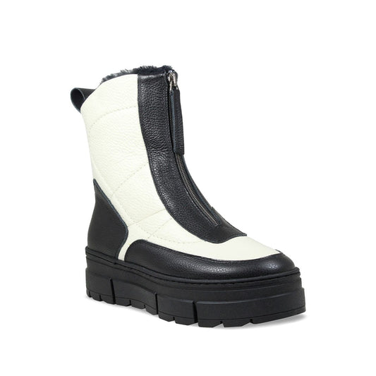 Blizzard: Black & Cream Leather & Shearling Boots Sole Bliss