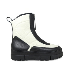 Boots Blizzard: Black & Cream Leather & Shearling Sole Bliss USA