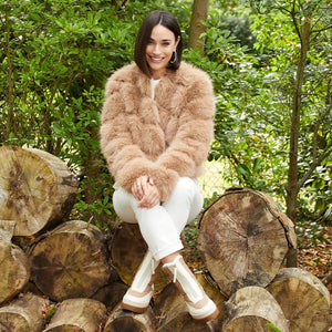 Boots Blizzard: Cream & Camel Leather & Shearling Sole Bliss USA