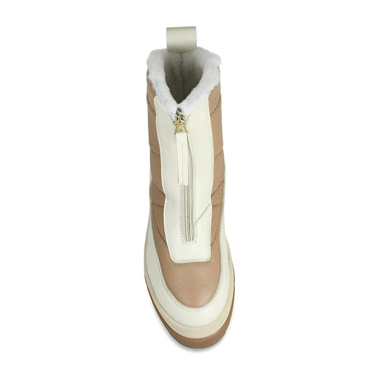 Blizzard: Cream & Camel Leather & Shearling Boots Sole Bliss