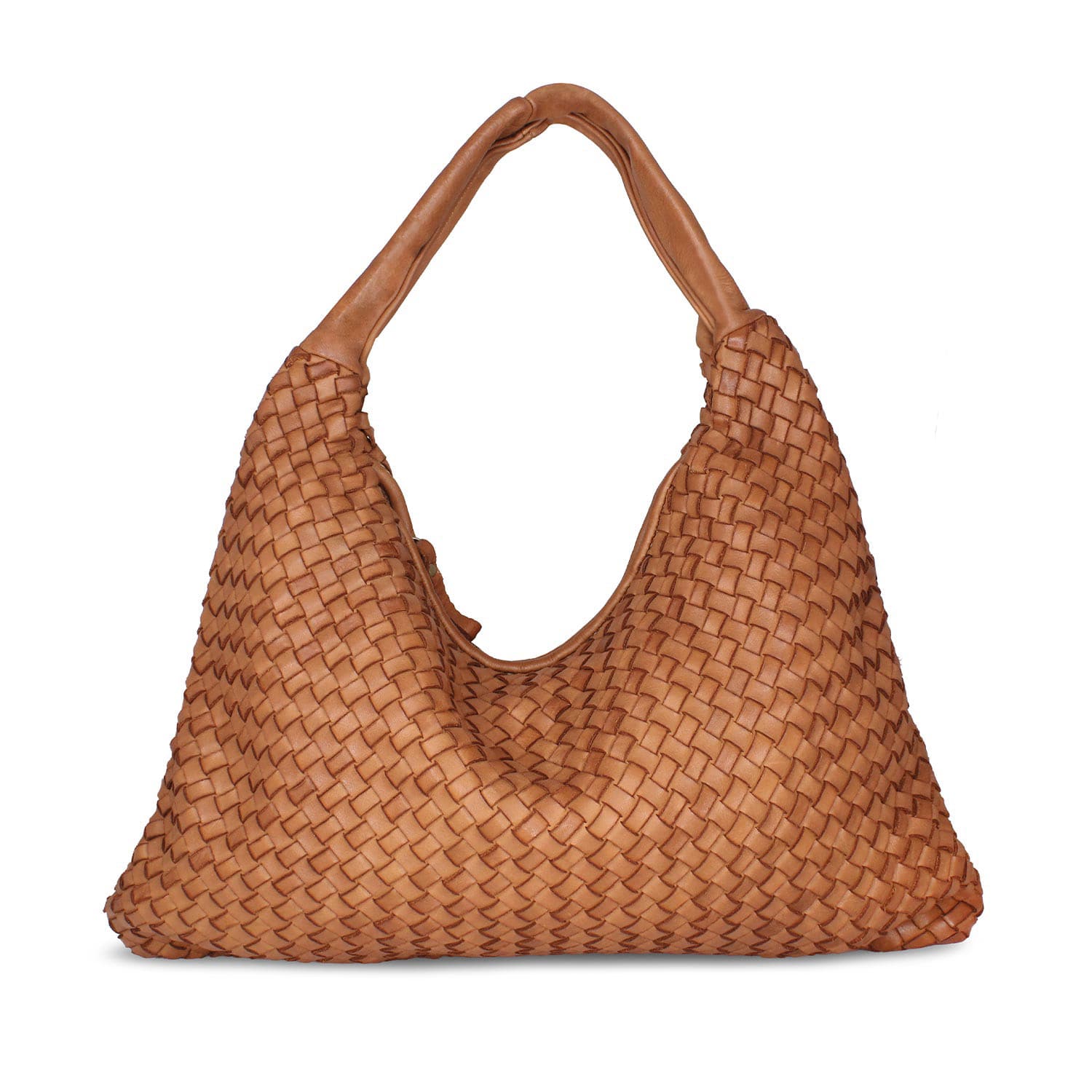Blythe: Tan Weave Leather Bags Sole Bliss