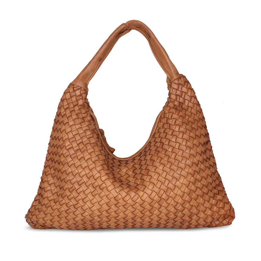 Blythe: Tan Weave Leather Bags Sole Bliss