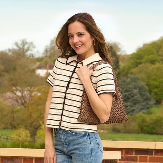 Bronte: Taupe Weave Leather Bags Sole Bliss