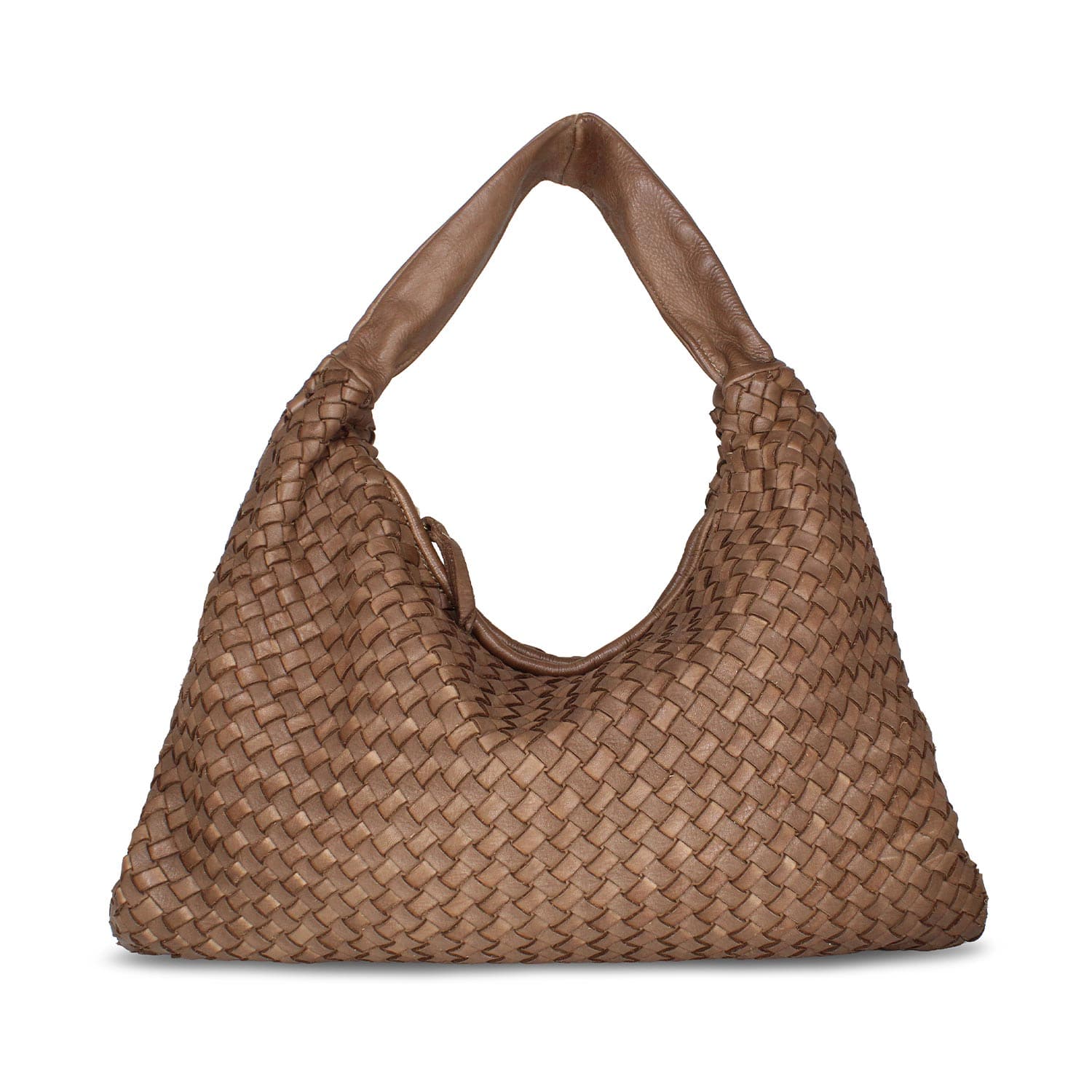 Blythe: Taupe Weave Leather Bags Sole Bliss