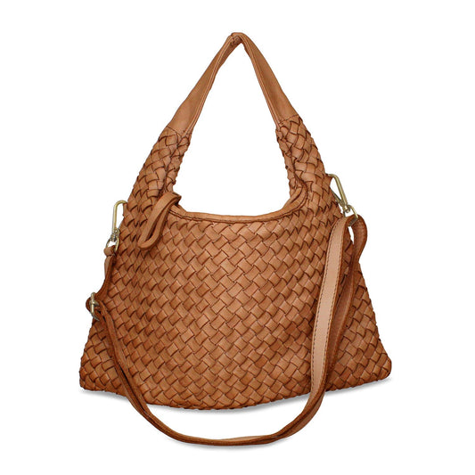 Bronte: Tan Weave Leather Bags Sole Bliss Tan Weave Leather