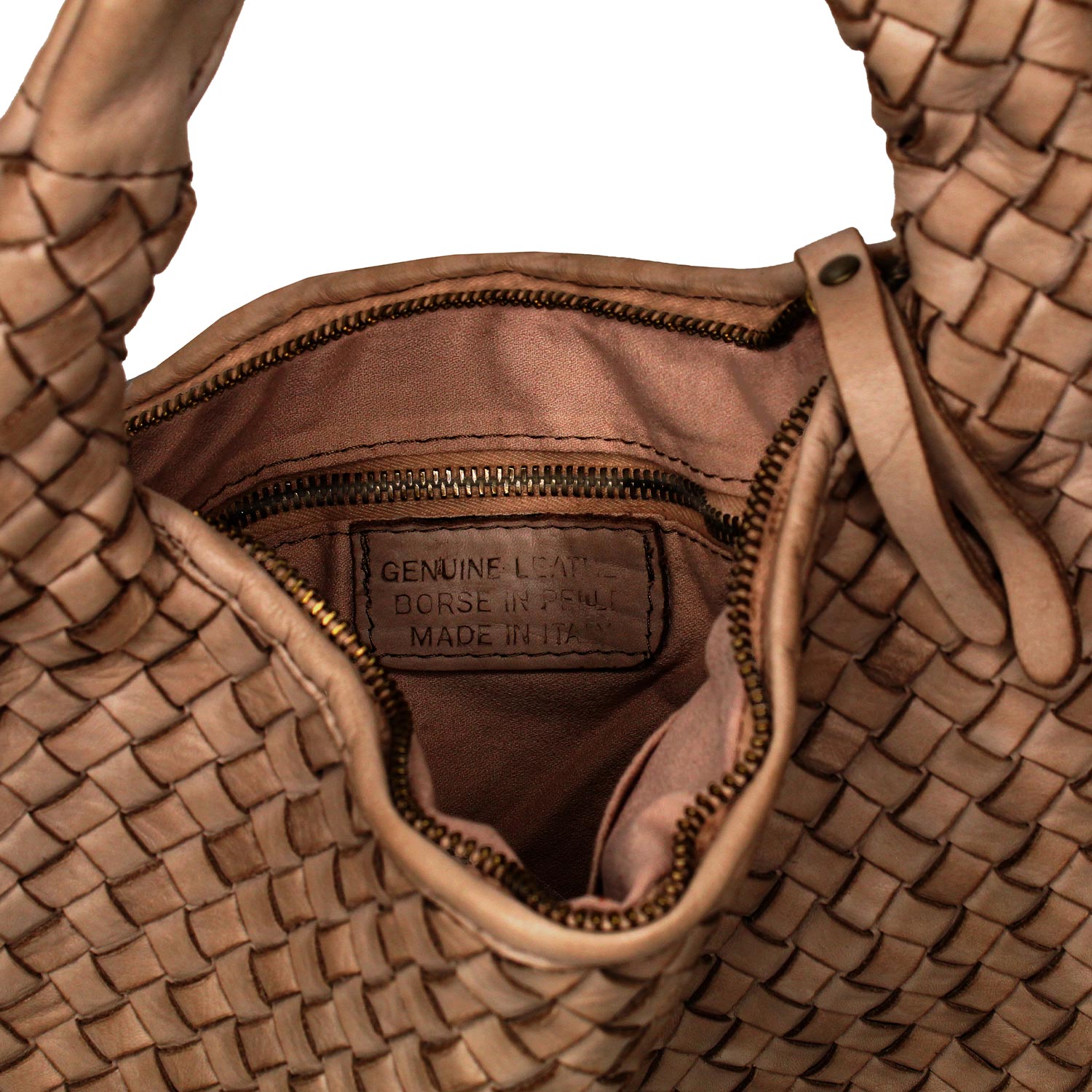 Bronte: Taupe Weave Leather Bags Sole Bliss
