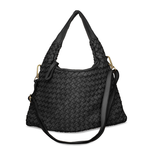 Bronte: Black Weave Leather