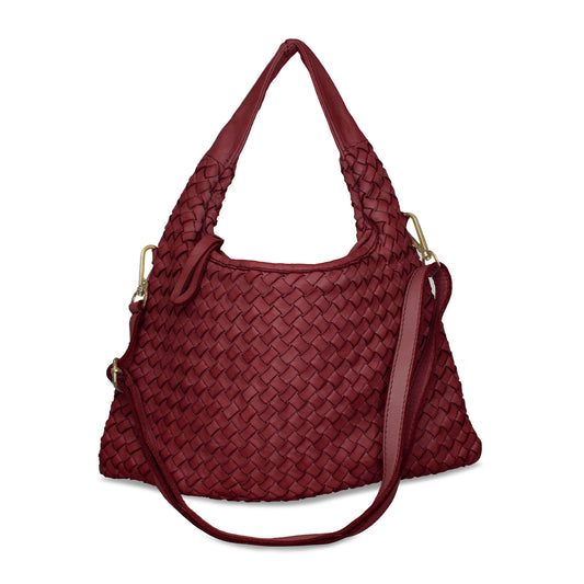 Bronte: Burgundy Weave Leather