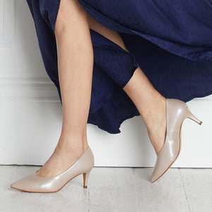 Shoes Carmen: Pale Taupe Patent Leather Sole Bliss USA