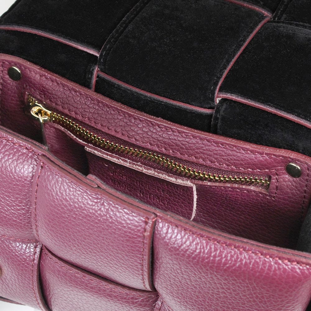 Carter Grape Leather Chic Leather Shoulder Bag Sole Bliss USA