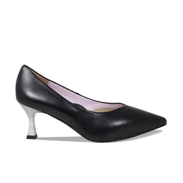 Plain black leather court shoes Clearance