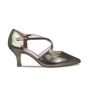 Shoes Cecilia: Bronze Snake Print Leather Sole Bliss USA
