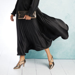 Shoes Cecilia: Bronze Snake Print Leather Sole Bliss USA